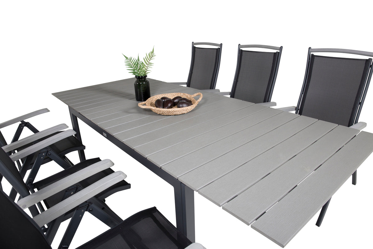 Levels & Albany Spisebord 160x100x75 + Positionsstole Sort