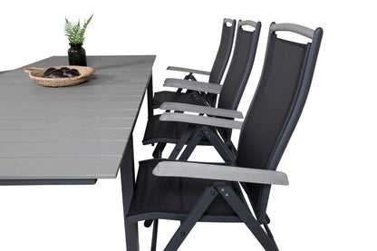 Levels & Albany Spisebord 160x100x75 + Positionsstole Sort