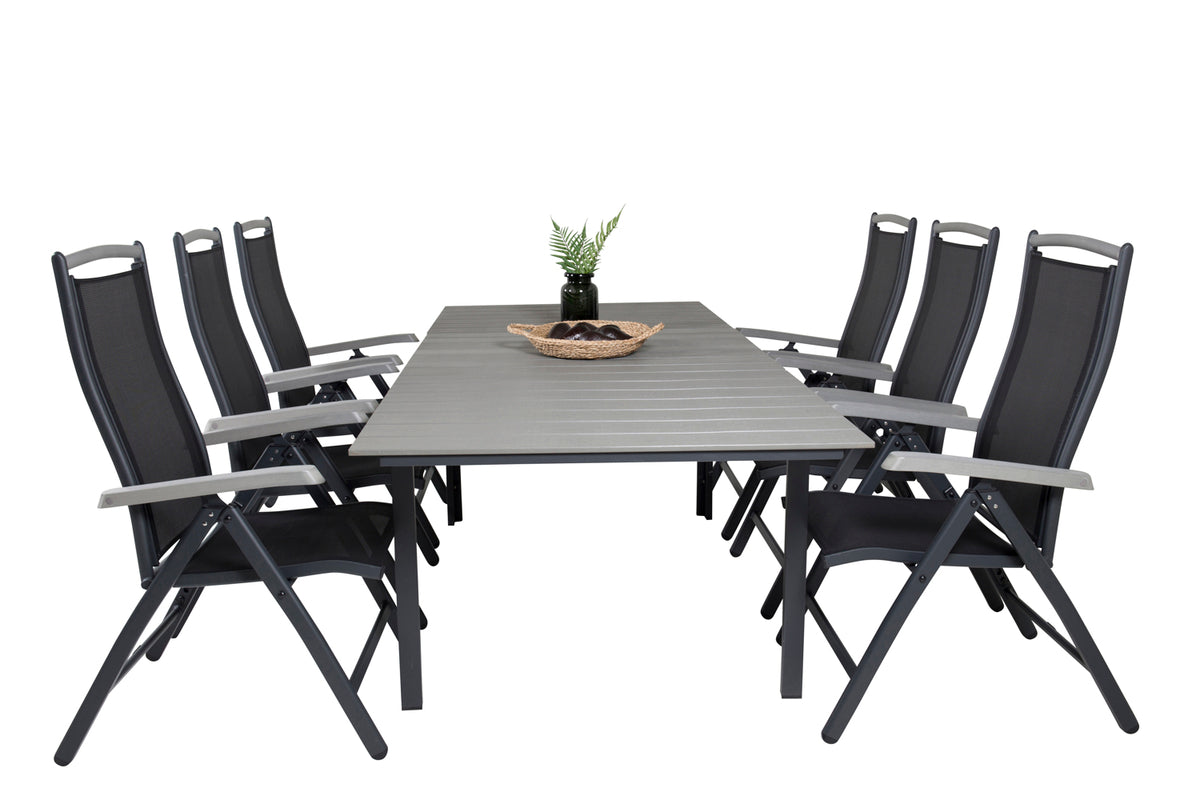 Levels & Albany Spisebord 160x100x75 + Positionsstole Sort