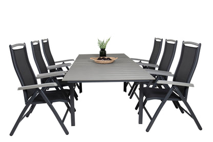 Levels & Albany Spisebord 160x100x75 + Positionsstole Sort