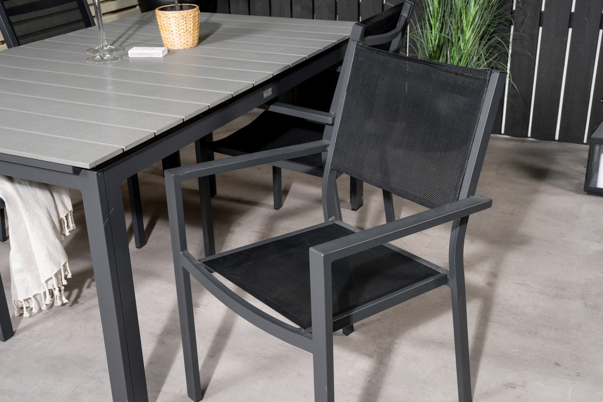 Levels & Copacabana Spisebord 160x100x75 + Spisestole Sort