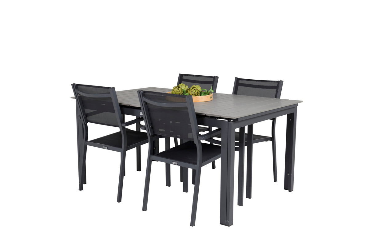 Levels & Copacabana Spisebord 160x100x75 + Spisestole Sort