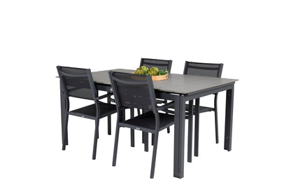 Levels & Copacabana Spisebord 160x100x75 + Spisestole Sort