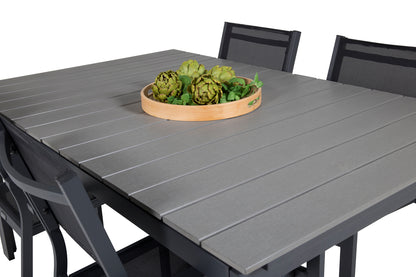 Levels & Copacabana Spisebord 160x100x75 + Spisestole Sort