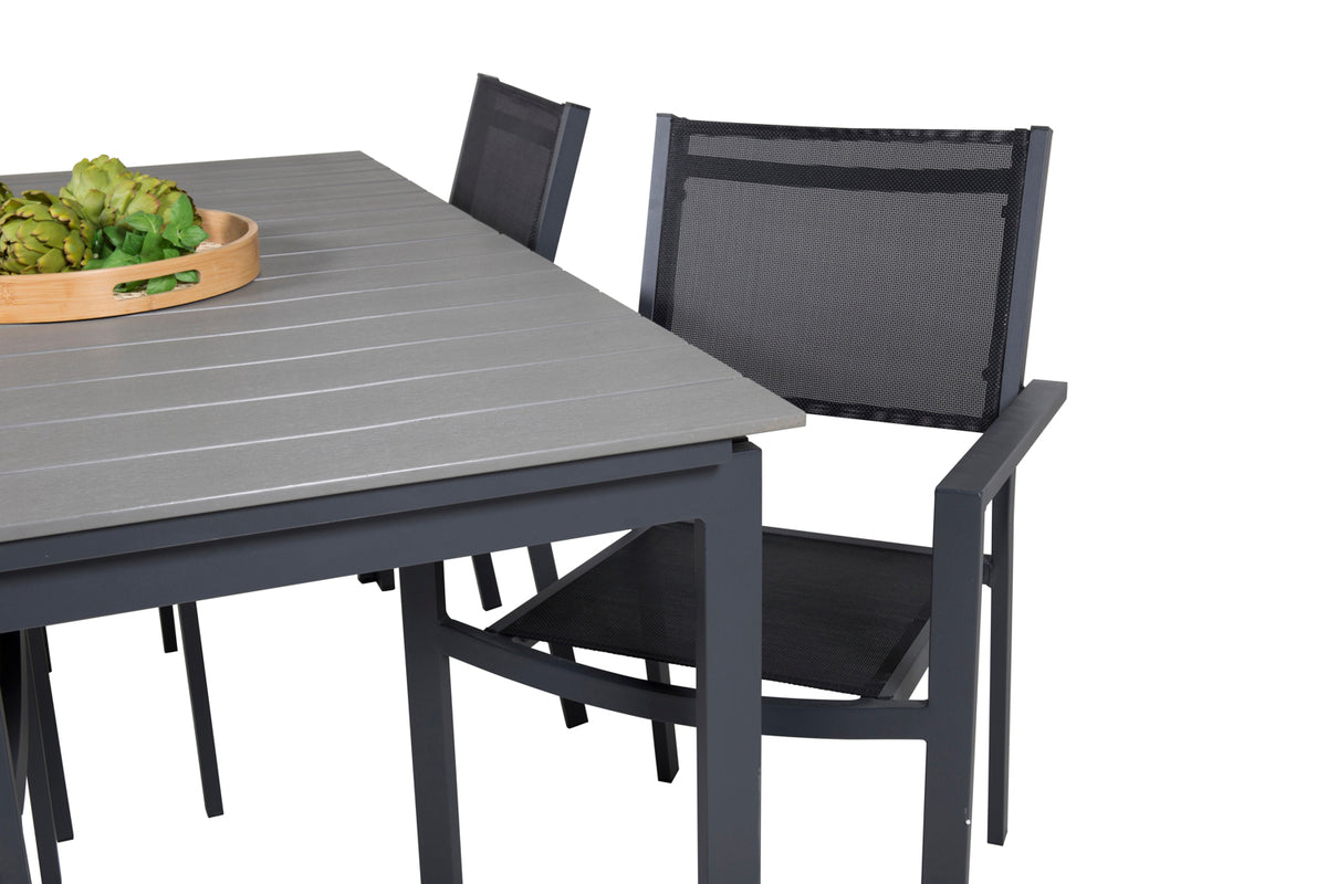 Levels & Copacabana Spisebord 160x100x75 + Spisestole Sort