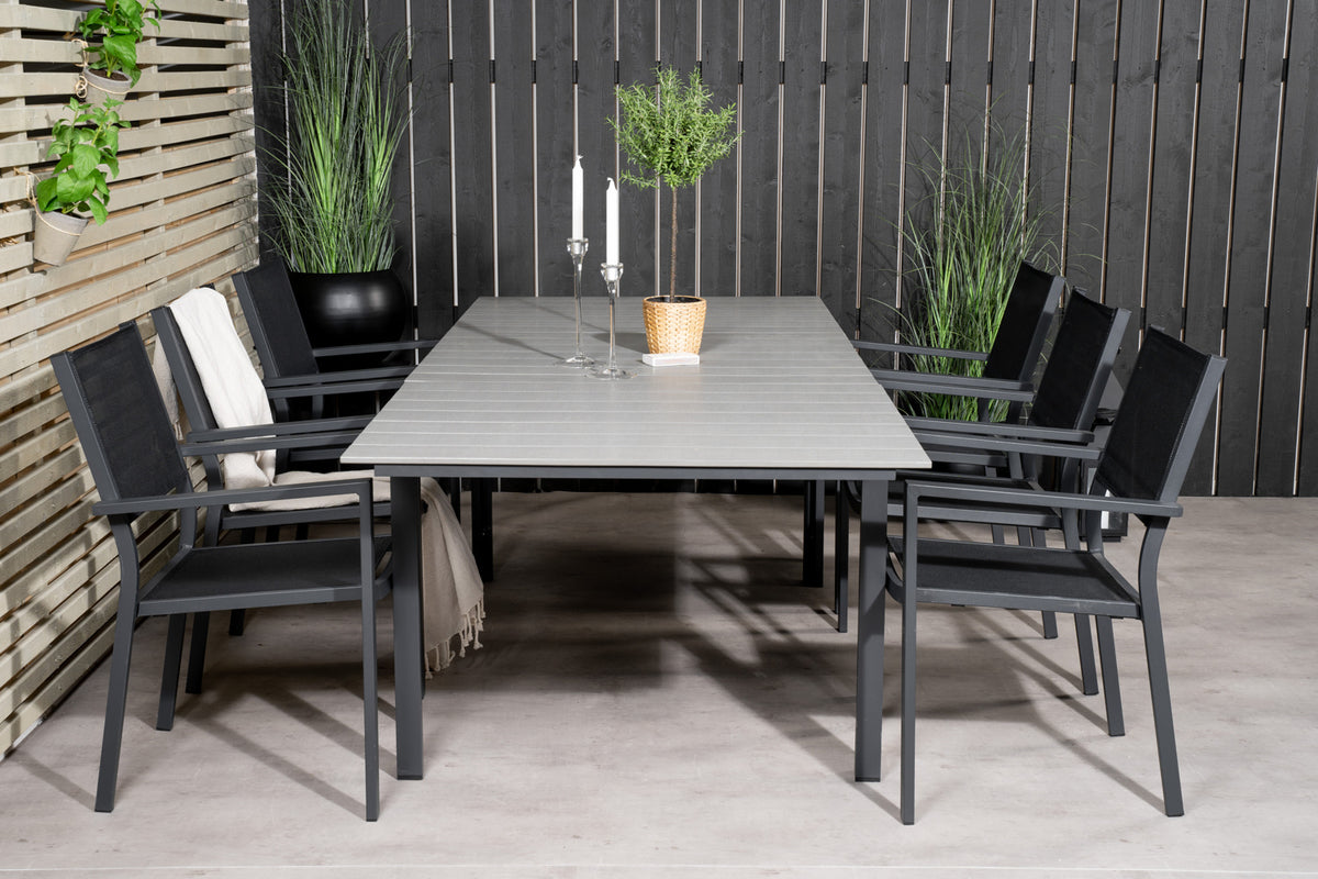 Levels & Copacabana Rektangulært Spisebord 160x100x75 Sort + Spisestole Sort