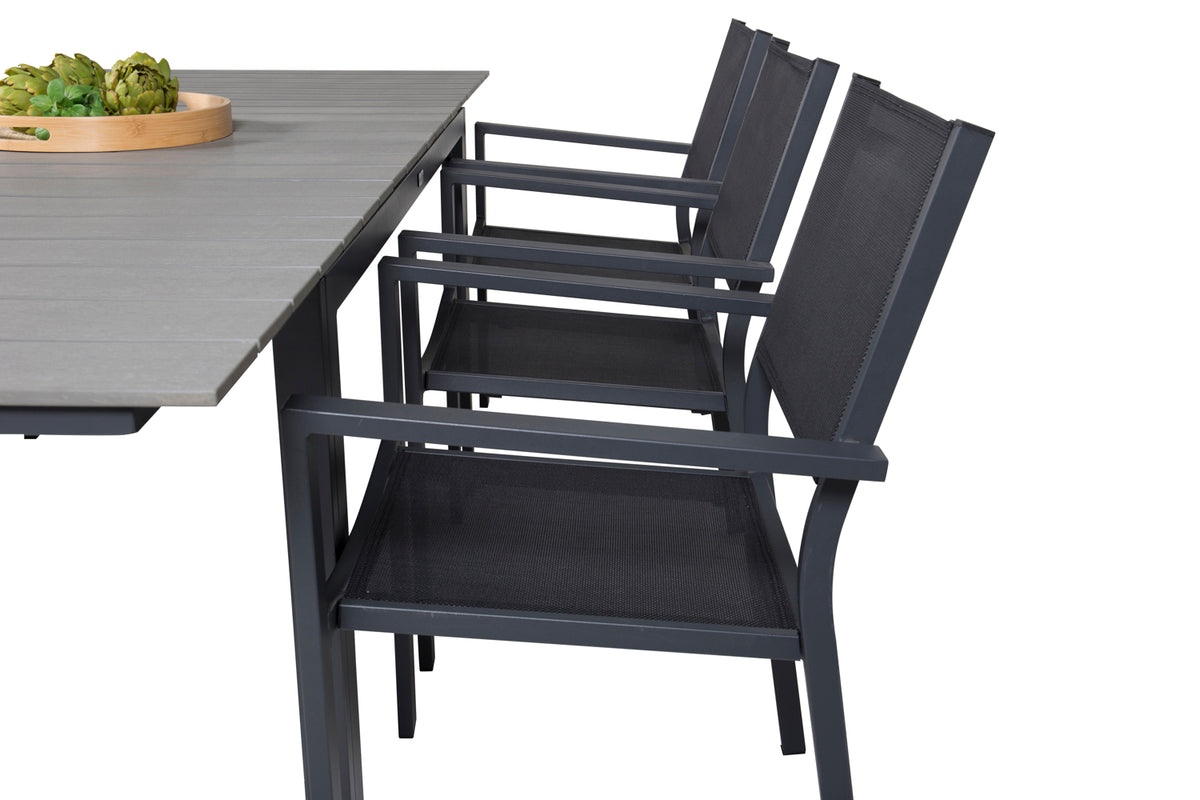 Levels & Copacabana Rektangulært Spisebord 160x100x75 Sort + Spisestole Sort