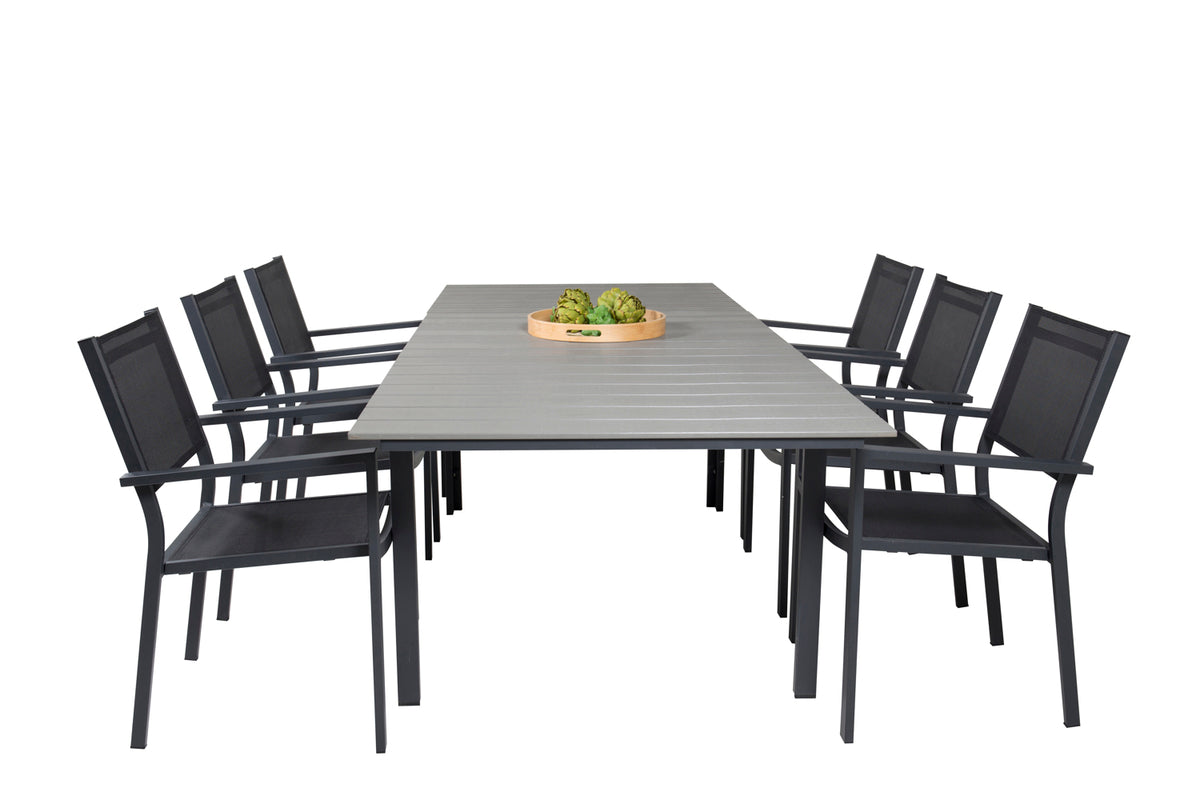 Levels & Copacabana Rektangulært Spisebord 160x100x75 Sort + Spisestole Sort