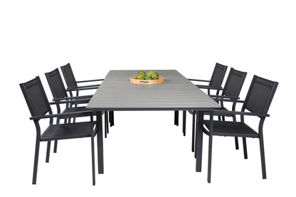 Levels & Copacabana Rektangulært Spisebord 160x100x75 Sort + Spisestole Sort