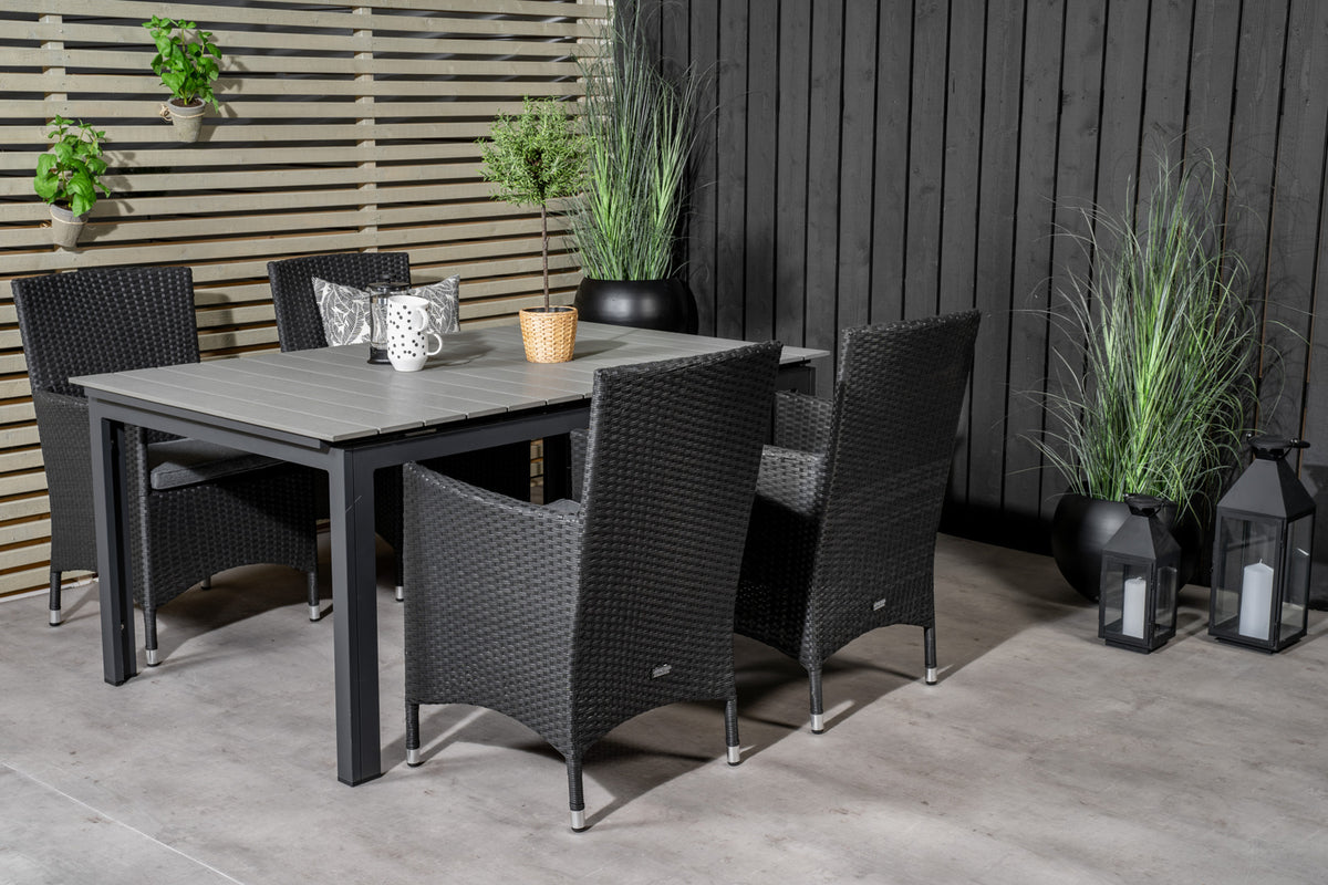 Levels & Malin Spisebord 160x100x75 + Spisestole Sort