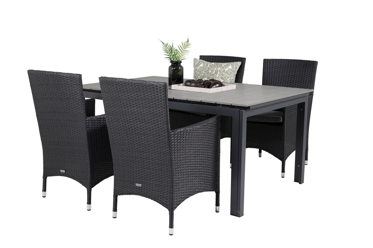 Levels & Malin Spisebord 160x100x75 + Spisestole Sort