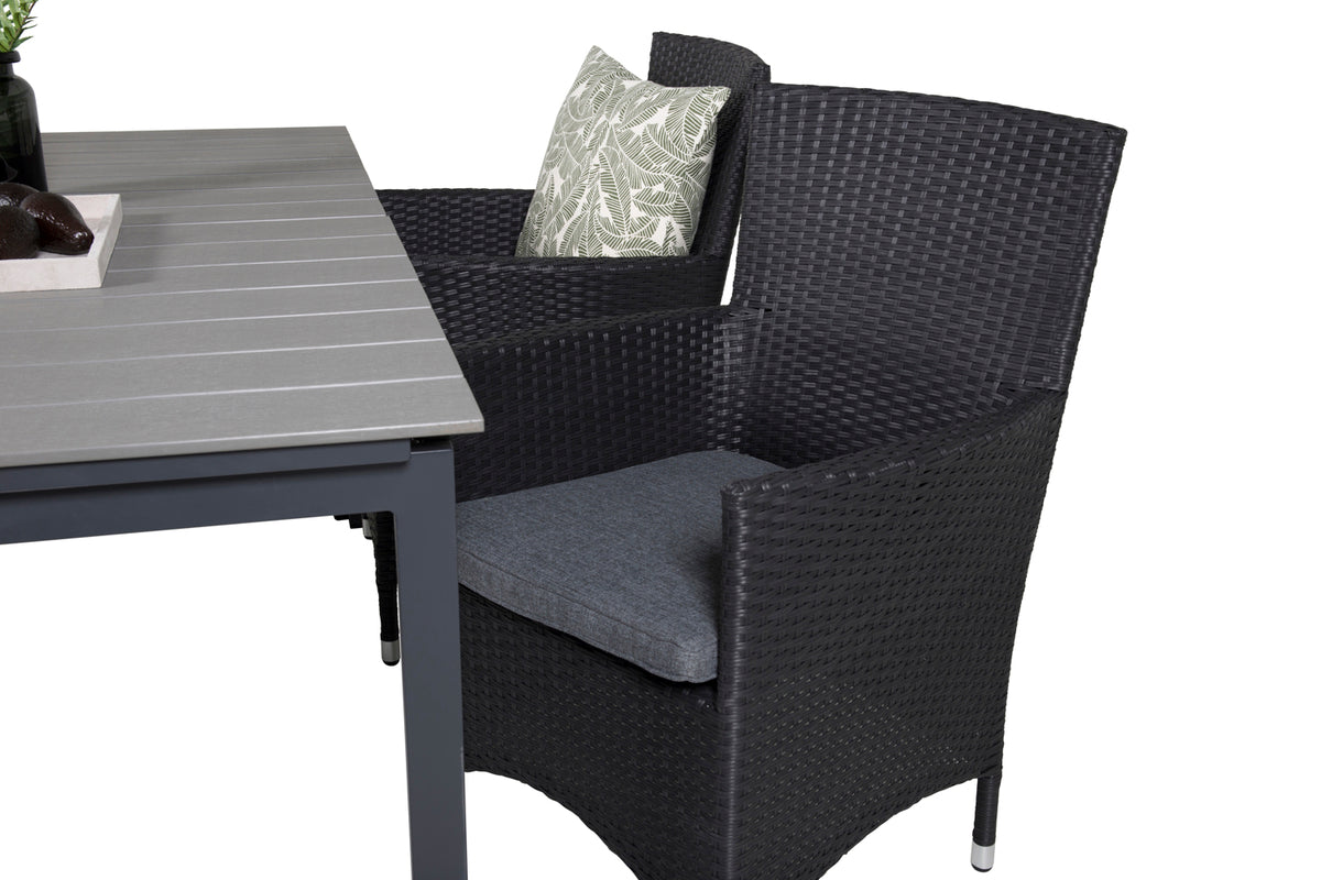 Levels & Malin Spisebord 160x100x75 + Spisestole Sort