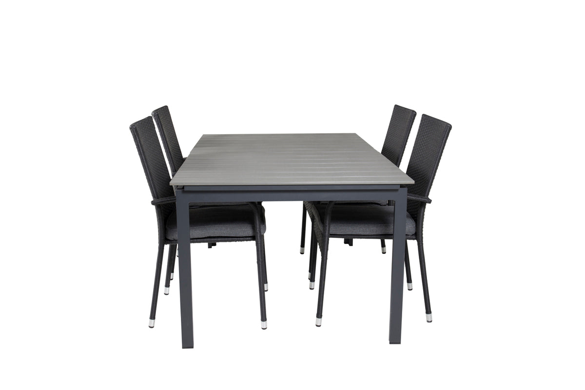 Levels & Anna Spisebord 160x100x75 + Spisestole Sort