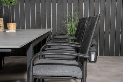 Levels & Anna Rektangulært Spisebord 160x100x75 Sort + Spisestole Sort