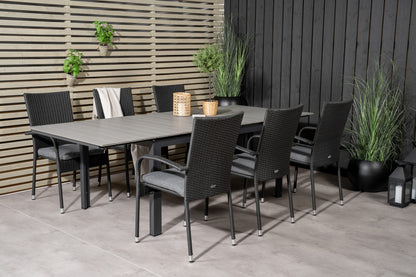 Levels & Anna Rektangulært Spisebord 160x100x75 Sort + Spisestole Sort