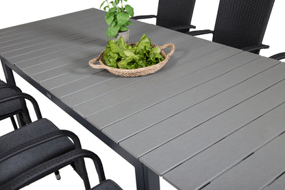 Levels & Anna Rektangulært Spisebord 160x100x75 Sort + Spisestole Sort