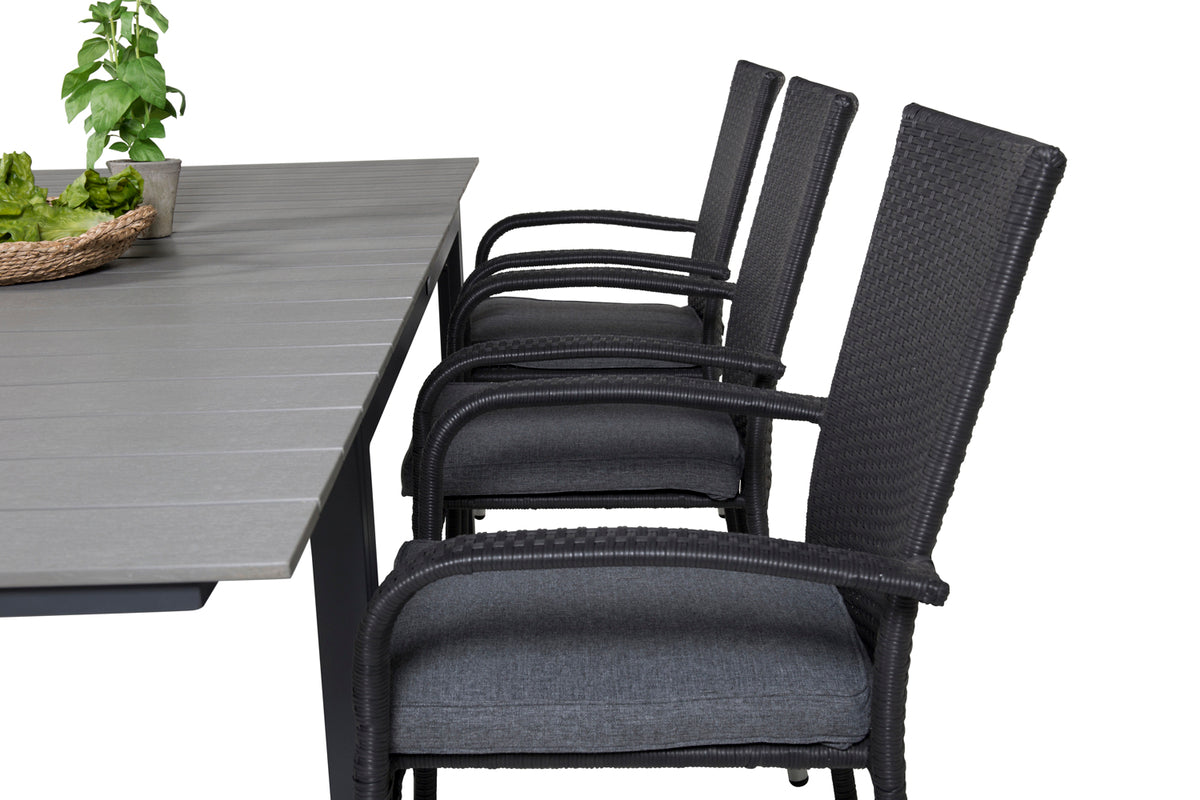 Levels & Anna Rektangulært Spisebord 160x100x75 Sort + Spisestole Sort