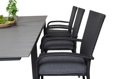 Levels & Anna Rektangulært Spisebord 160x100x75 Sort + Spisestole Sort