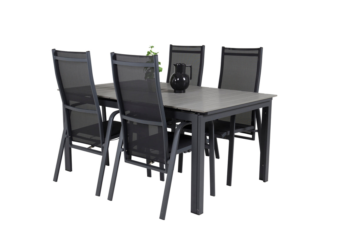 Levels & Copacabana Spisebord 160x100x75 + Reclinerstole Sort