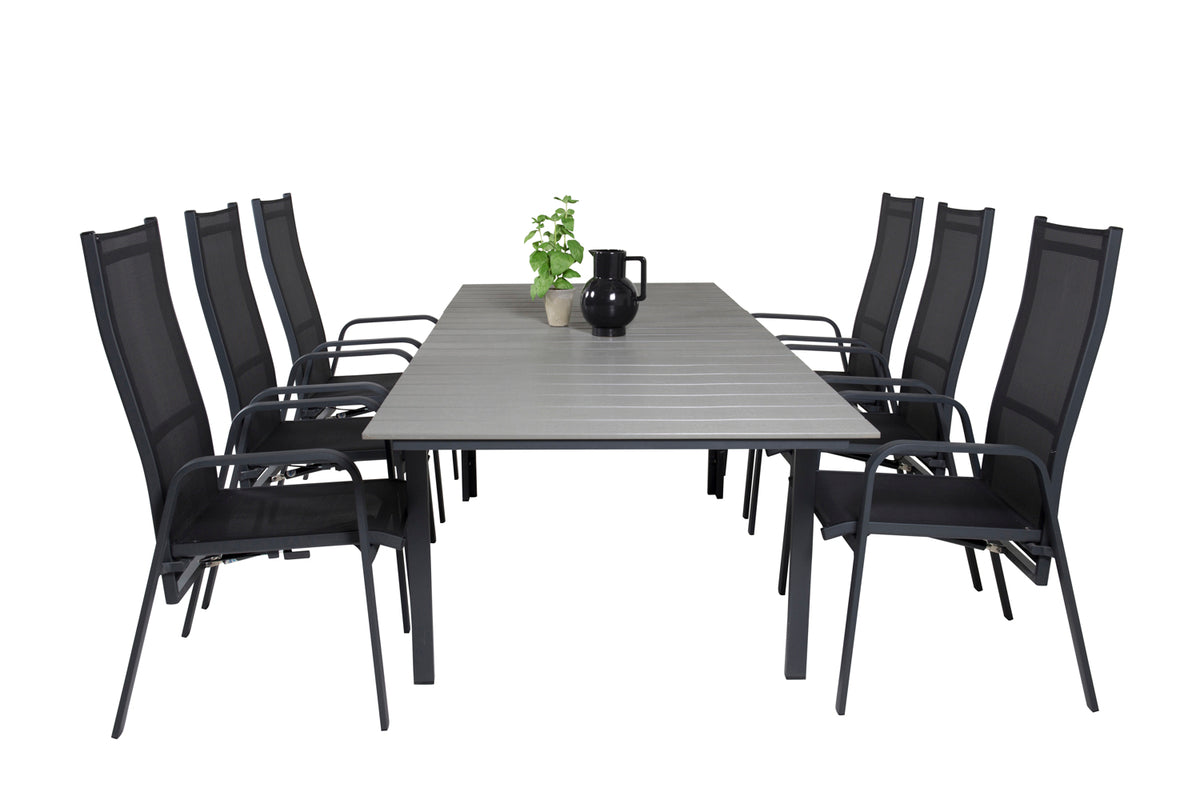 Levels & Copacabana Spisebord 160x100x75 + Reclinerstole Sort