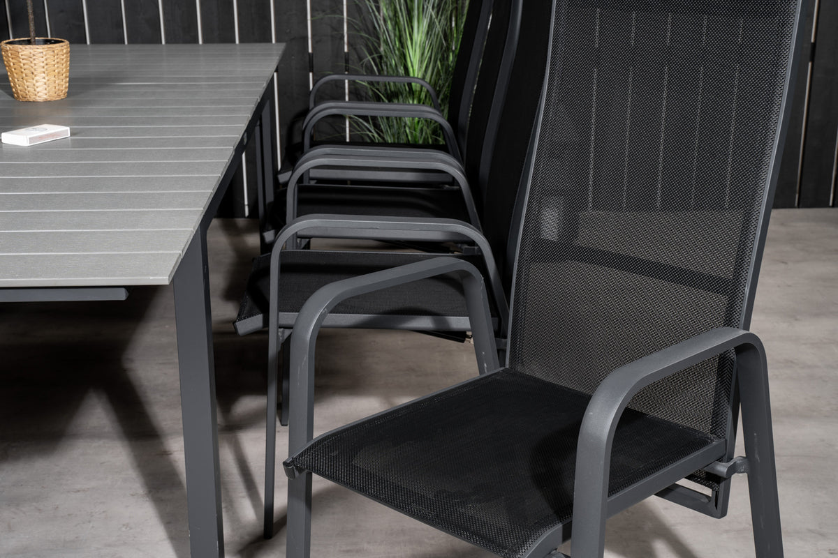 Levels & Copacabana Spisebord 160x100x75 + Reclinerstole Sort