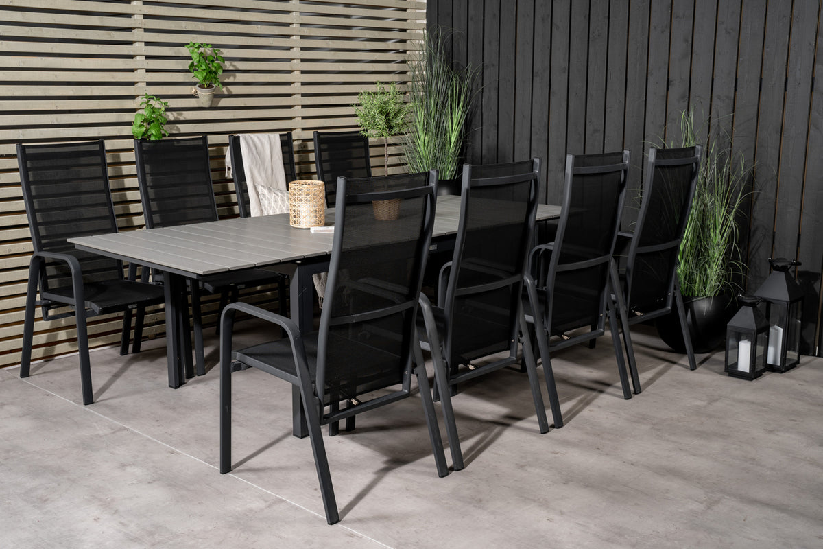 Levels & Copacabana Spisebord 160x100x75 + Reclinerstole Sort