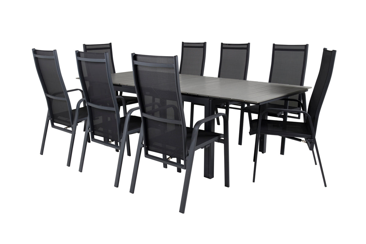 Levels & Copacabana Spisebord 160x100x75 + Reclinerstole Sort