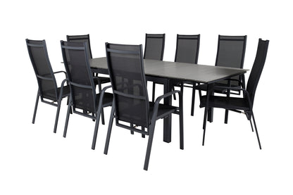 Levels & Copacabana Spisebord 160x100x75 + Reclinerstole Sort