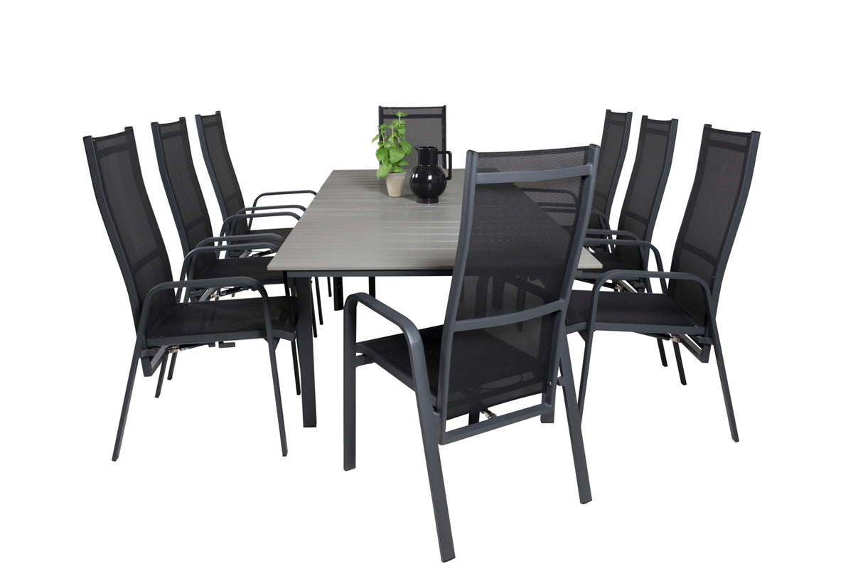 Levels & Copacabana Spisebord 160x100x75 + Reclinerstole Sort