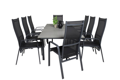 Levels & Copacabana Spisebord 160x100x75 + Reclinerstole Sort