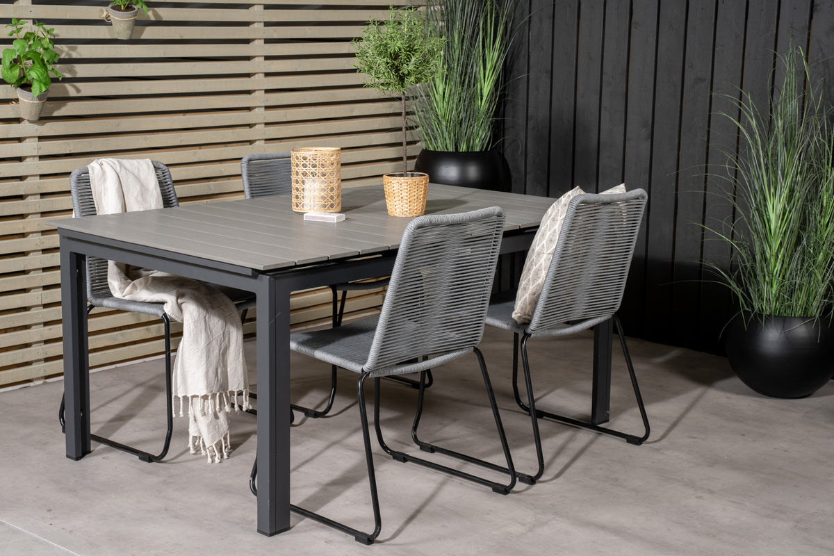 Levels & Lindos Spisebord 160x100x75 + Spisestole Grå