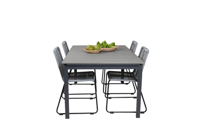 Levels & Lindos Spisebord 160x100x75 + Spisestole Grå