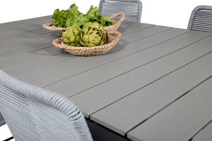 Levels & Lindos Spisebord 160x100x75 + Spisestole Grå