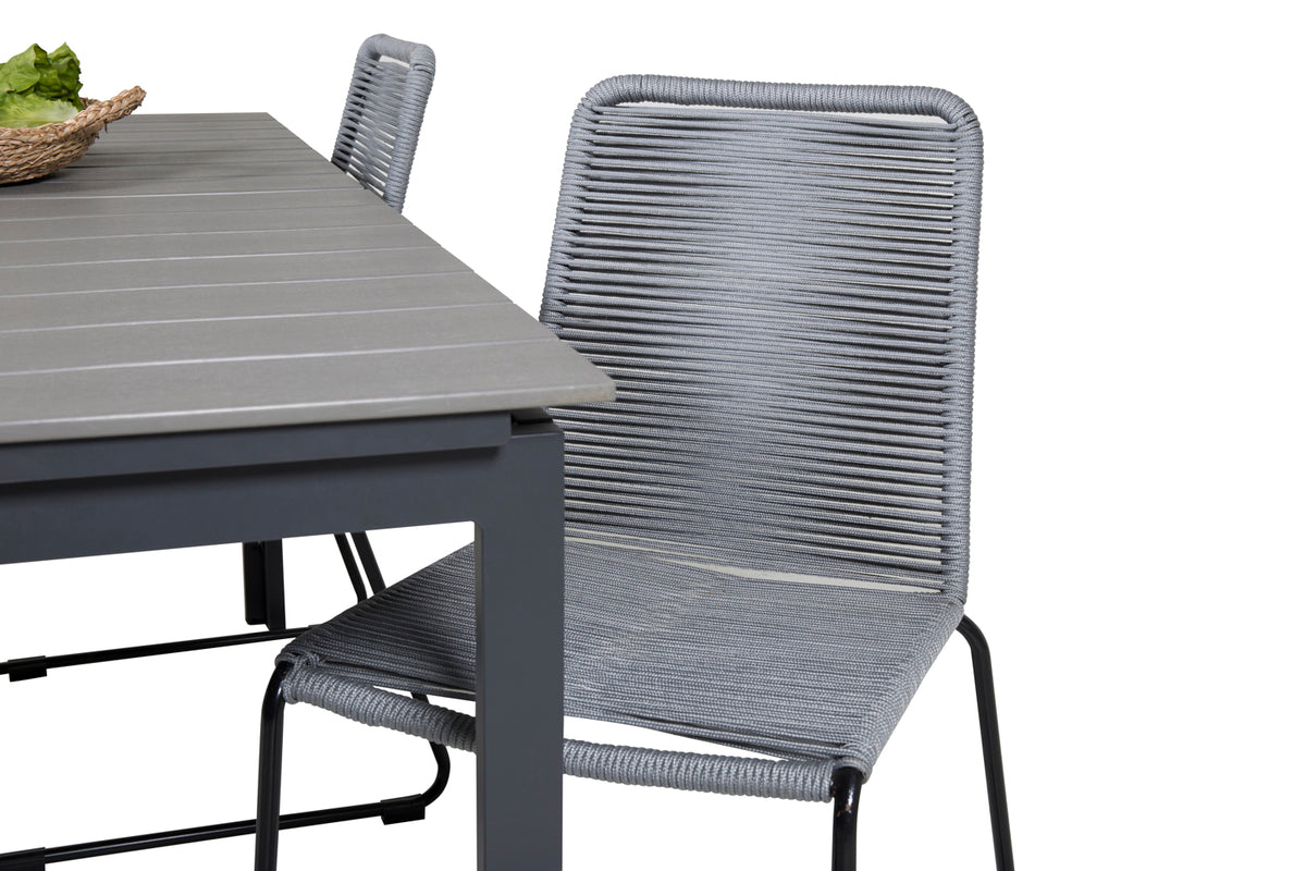 Levels & Lindos Spisebord 160x100x75 + Spisestole Grå