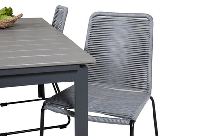 Levels & Lindos Spisebord 160x100x75 + Spisestole Grå