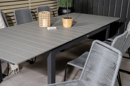 Levels & Lindos Spisebord 160x100x75 + Spisestole Grå