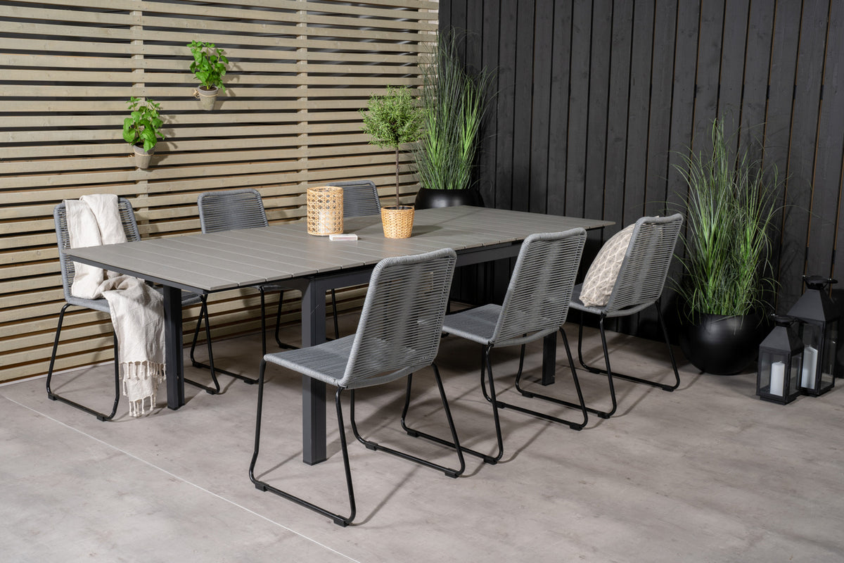 Levels & Lindos Spisebord 160x100x75 + Spisestole Grå