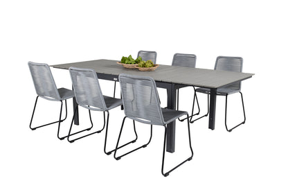 Levels & Lindos Spisebord 160x100x75 + Spisestole Grå