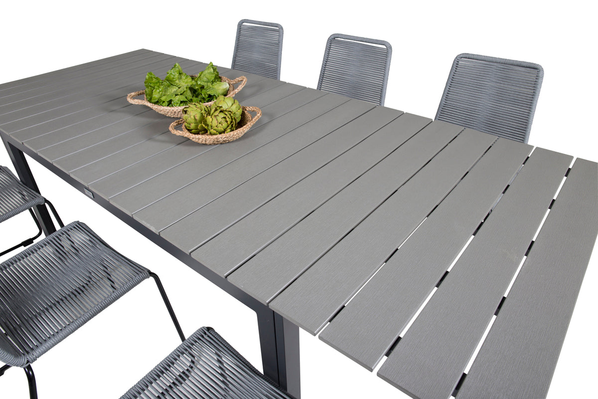 Levels & Lindos Spisebord 160x100x75 + Spisestole Grå