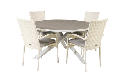 Parma & Anna Rundt Spisebord ø140 Hvid + Spisestole Hvid