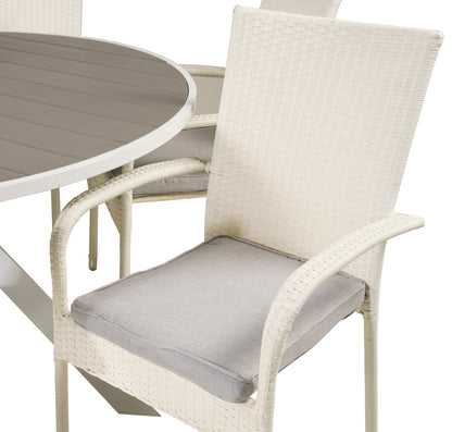 Parma & Anna Rundt Spisebord ø140 Hvid + Spisestole Hvid