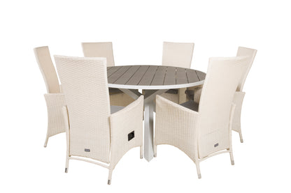 Parma & Padova Rundt Spisebord ø140 Hvid + Reclinerstole Hvid