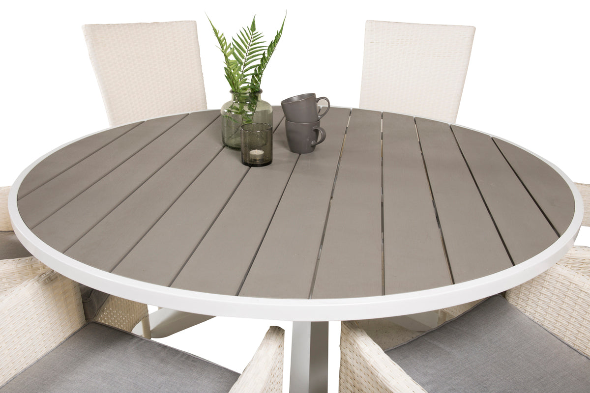 Parma & Padova Rundt Spisebord ø140 Hvid + Reclinerstole Hvid