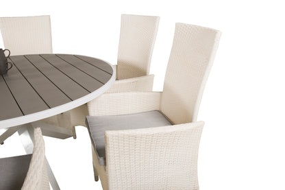 Parma & Padova Rundt Spisebord ø140 Hvid + Reclinerstole Hvid