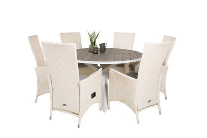 Parma & Padova Rundt Spisebord ø140 Hvid + Reclinerstole Hvid