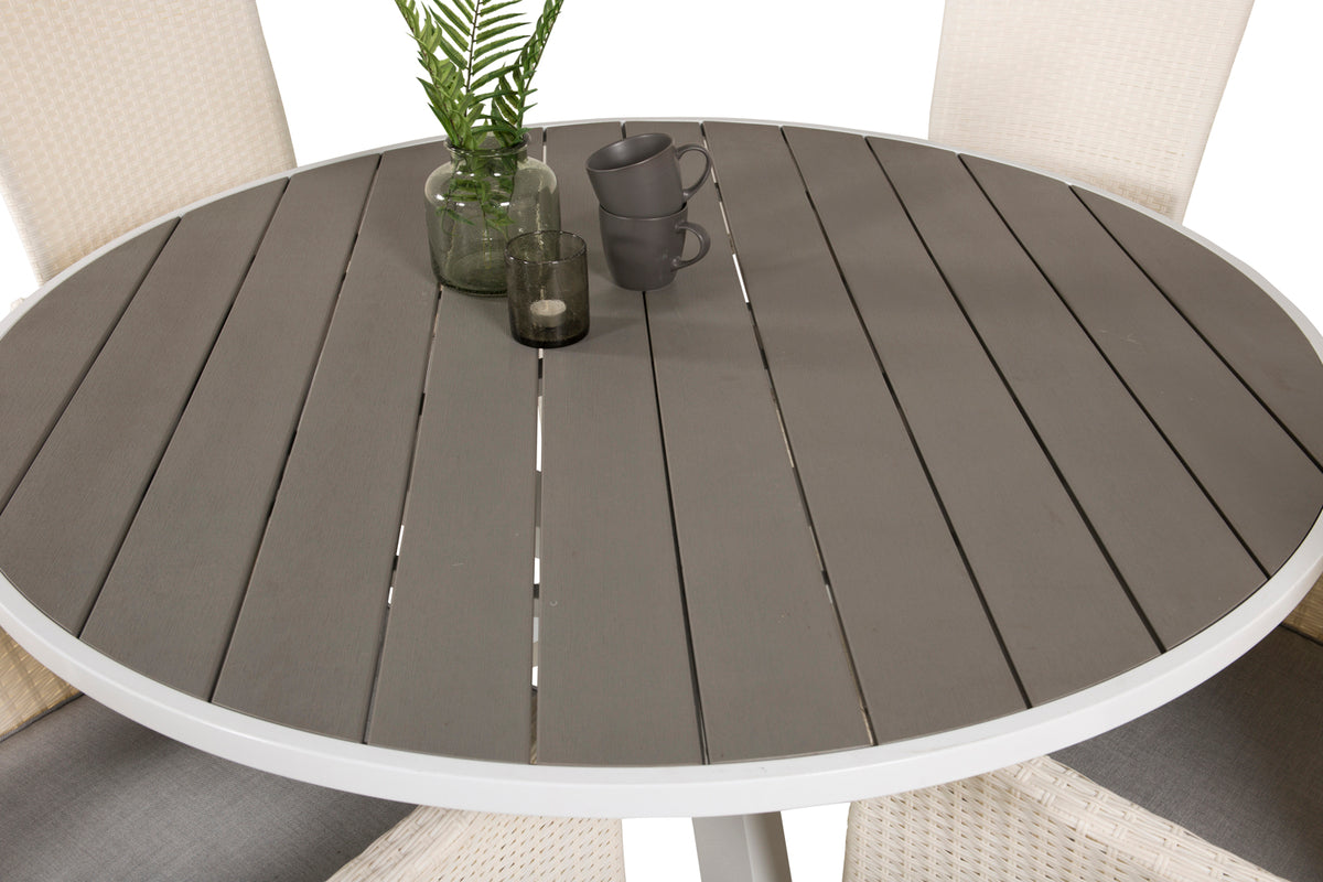 Parma & Padova Spisebord ⌀140 + Reclinerstole Hvid