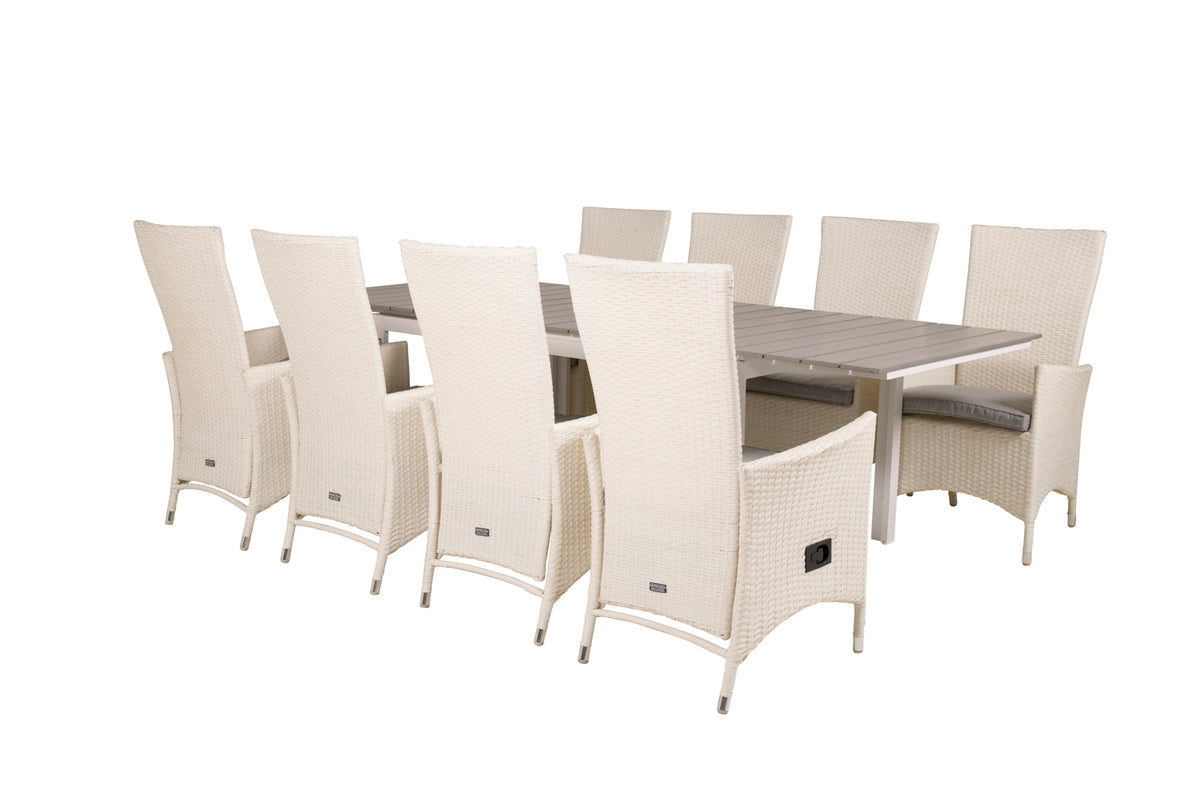 Levels & Padova Spisebord 160x100x75 + Reclinerstole Hvid