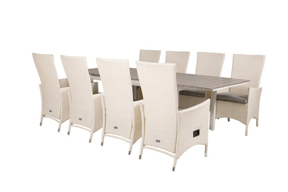 Levels & Padova Spisebord 160x100x75 + Reclinerstole Hvid