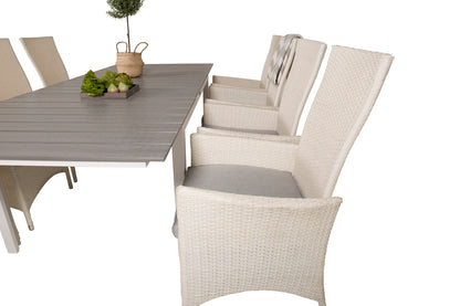 Levels & Padova Spisebord 160x100x75 + Reclinerstole Hvid