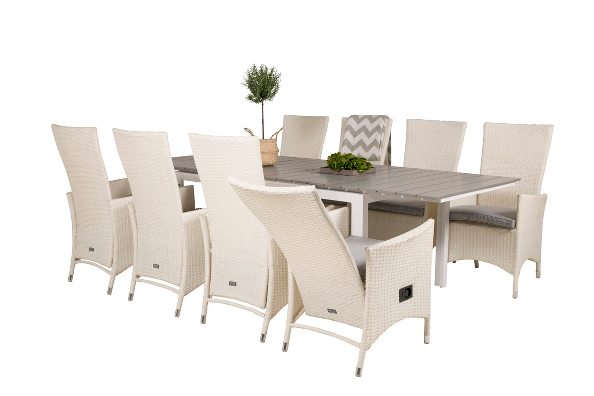 Levels & Padova Spisebord 160x100x75 + Reclinerstole Hvid